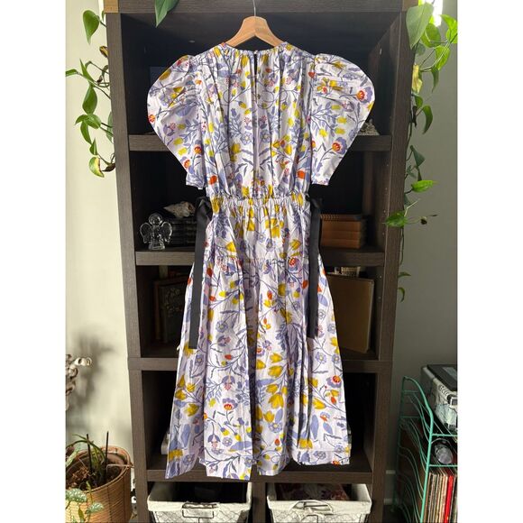 NWT Jessie Zhao New York Purple Floral Cotton Midi Dress Size 4 $269 MSRP - Picture 6 of 12
